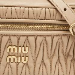 Miu Miu Beige Matelassé Leather Vanity Top Handle Bag