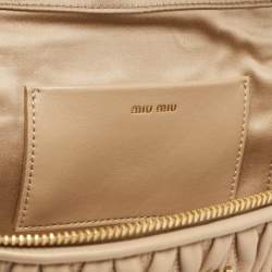 Miu Miu Beige Matelassé Leather Vanity Top Handle Bag