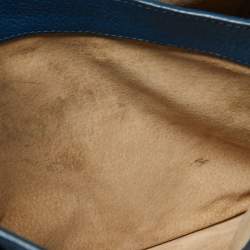 Pre Owned Miu Miu Blue Madras Leather Pushlock Tote