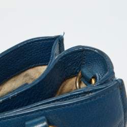 Pre Owned Miu Miu Blue Madras Leather Pushlock Tote