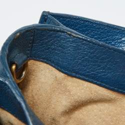 Pre Owned Miu Miu Blue Madras Leather Pushlock Tote