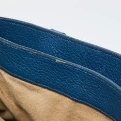 Pre Owned Miu Miu Blue Madras Leather Pushlock Tote