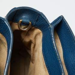 Pre Owned Miu Miu Blue Madras Leather Pushlock Tote