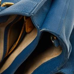 Pre Owned Miu Miu Blue Madras Leather Pushlock Tote