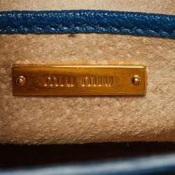 Pre Owned Miu Miu Blue Madras Leather Pushlock Tote
