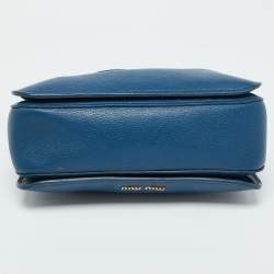 Pre Owned Miu Miu Blue Madras Leather Pushlock Tote