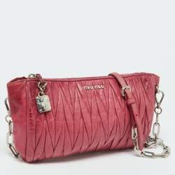 Miu Miu Pink Leather Matalasse Shoulder Bag