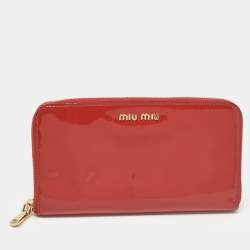 Miu Miu Red Patent Leather Zip Continental Wallet