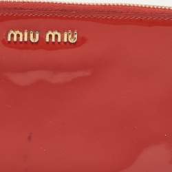 Miu Miu Red Patent Leather Zip Continental Wallet