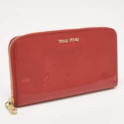 Miu Miu Red Patent Leather Zip Continental Wallet