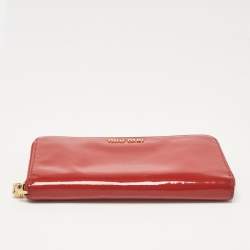 Miu Miu Red Patent Leather Zip Continental Wallet