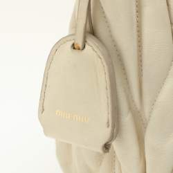 Miu Miu Beige Matelassé Leather Coffer Hobo