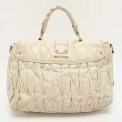 Miu Miu Beige Matelassé Leather Coffer Hobo