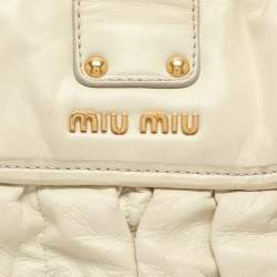 Miu Miu Beige Matelassé Leather Coffer Hobo