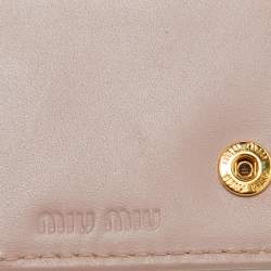 Miu Miu Beige Croc Embossed Leather Card Case