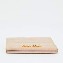 Miu Miu Beige Croc Embossed Leather Card Case