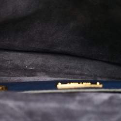 Miu Miu Navy Blue Leather Madras Top Handle Bag