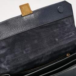 Miu Miu Navy Blue Leather Madras Top Handle Bag