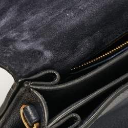 Miu Miu Navy Blue Leather Madras Top Handle Bag