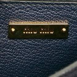 Miu Miu Navy Blue Leather Madras Top Handle Bag