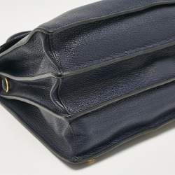 Miu Miu Navy Blue Leather Madras Top Handle Bag