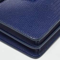 Pre Owned Miu Miu Blue Lizard Embossed Leather Phone Wallet Crossbody Bag