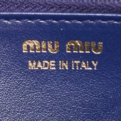 Pre Owned Miu Miu Blue Lizard Embossed Leather Phone Wallet Crossbody Bag