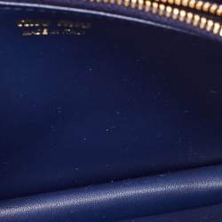 Pre Owned Miu Miu Blue Lizard Embossed Leather Phone Wallet Crossbody Bag