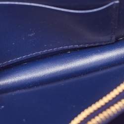 Pre Owned Miu Miu Blue Lizard Embossed Leather Phone Wallet Crossbody Bag