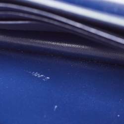 Pre Owned Miu Miu Blue Lizard Embossed Leather Phone Wallet Crossbody Bag