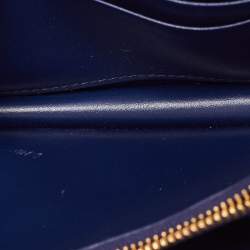 Pre Owned Miu Miu Blue Lizard Embossed Leather Phone Wallet Crossbody Bag