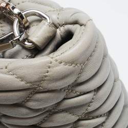 Miu Miu Grey Matelassé Leather Crystal Cloqué Flap Shoulder Bag