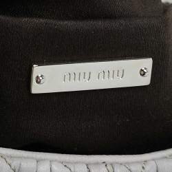 Miu Miu Grey Matelassé Leather Crystal Cloqué Flap Shoulder Bag
