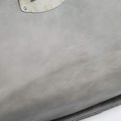 Miu Miu Grey Matelassé Leather Crystal Cloqué Flap Shoulder Bag