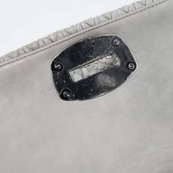 Miu Miu Grey Matelassé Leather Crystal Cloqué Flap Shoulder Bag