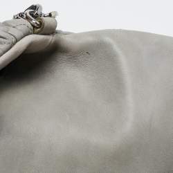 Miu Miu Grey Matelassé Leather Crystal Cloqué Flap Shoulder Bag