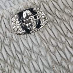 Miu Miu Grey Matelassé Leather Crystal Cloqué Flap Shoulder Bag