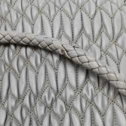 Miu Miu Grey Matelassé Leather Crystal Cloqué Flap Shoulder Bag
