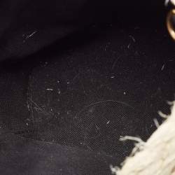 Miu Miu Black/Tan Leather Mesh and Straw Bucket Bag
