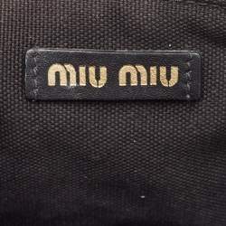 Miu Miu Black/Tan Leather Mesh and Straw Bucket Bag