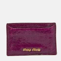 Miu Miu Purple Alligator Embossed Leather Card Case