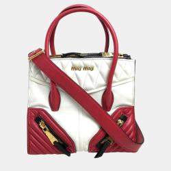 Miu Miu White Red Biker Bag