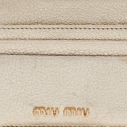 Miu Miu Metallic Gold Madras Leather Zip Card Holder