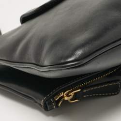 Miu Miu Black Leather Fold Over Shoulder Bag