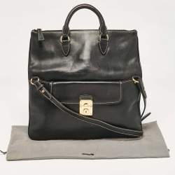 Miu Miu Black Leather Fold Over Shoulder Bag