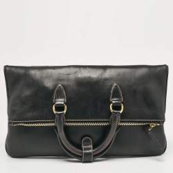 Miu Miu Black Leather Fold Over Shoulder Bag