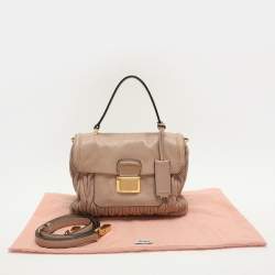 Miu Miu Beige Matelasse Leather Push Lock Top Handle Bag