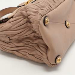 Miu Miu Beige Matelasse Leather Push Lock Top Handle Bag