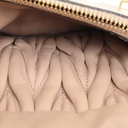 Miu Miu Beige Matelasse Leather Push Lock Top Handle Bag