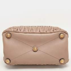 Miu Miu Beige Matelasse Leather Push Lock Top Handle Bag